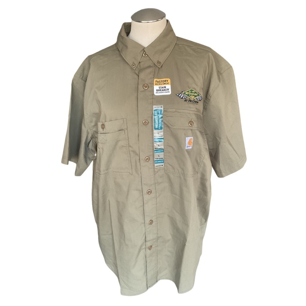 NWT Carhartt Force McDonald’s Pit Crew Button Shirt Mens L